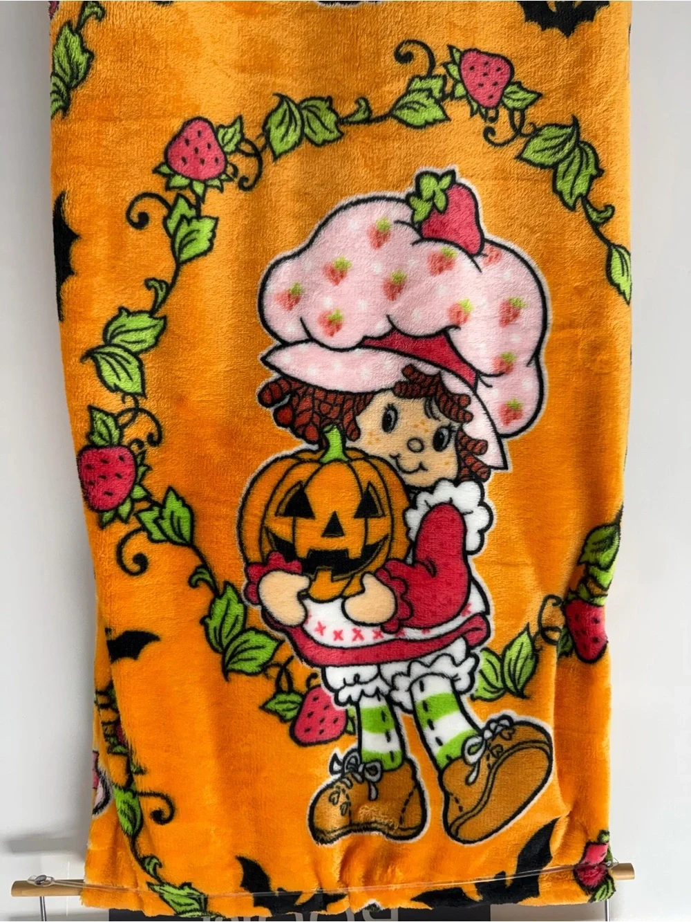 Strawberry Character Orange Halloween Plush Throw Blanket